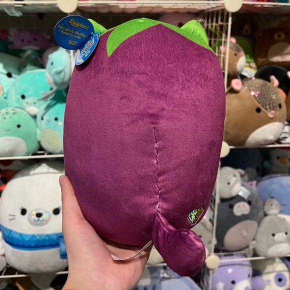 Cats vs Pickles CVP Eggplant Jumbo 8” Bean Stuffed Plush - Picture 2 of 3